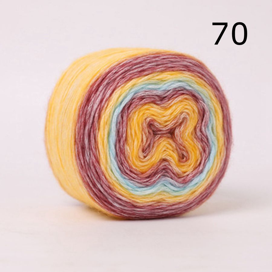 Rainbow Woolen Yarn Soft Hand Woven Cake Yarn