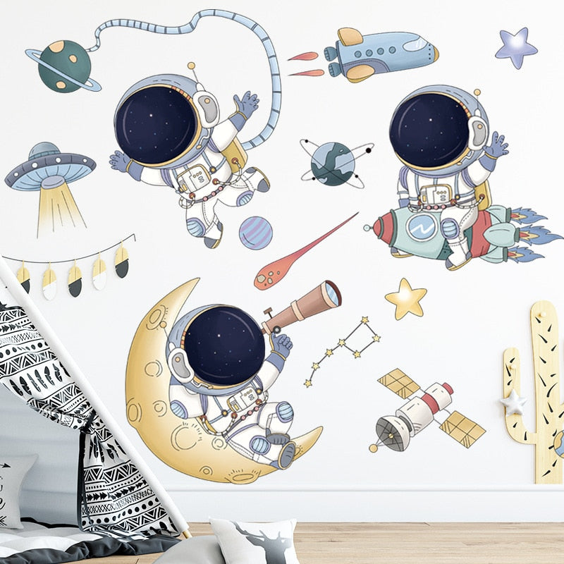 Cartoon Astronaut Space/Planets Wall Stickers