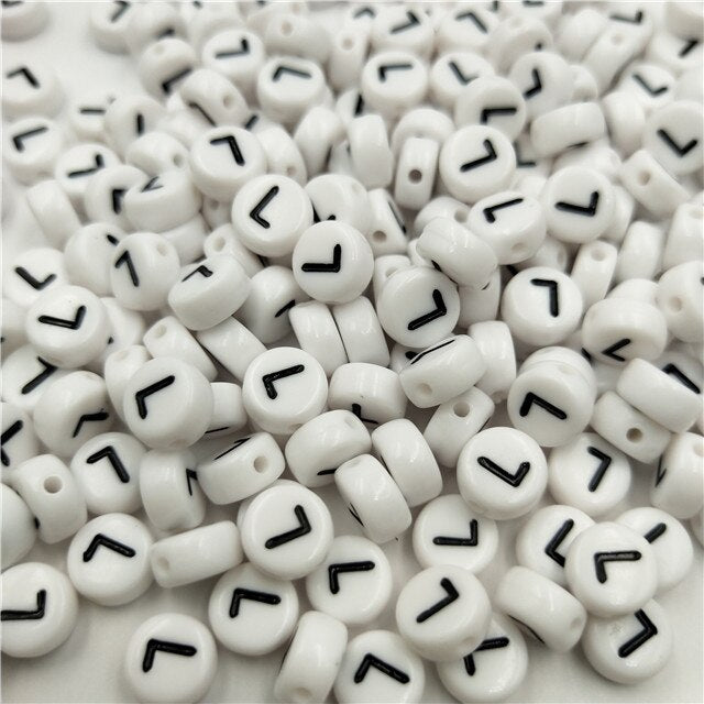 White Round Acrylic Alphabet Letter Beads (size options, 50/pack)