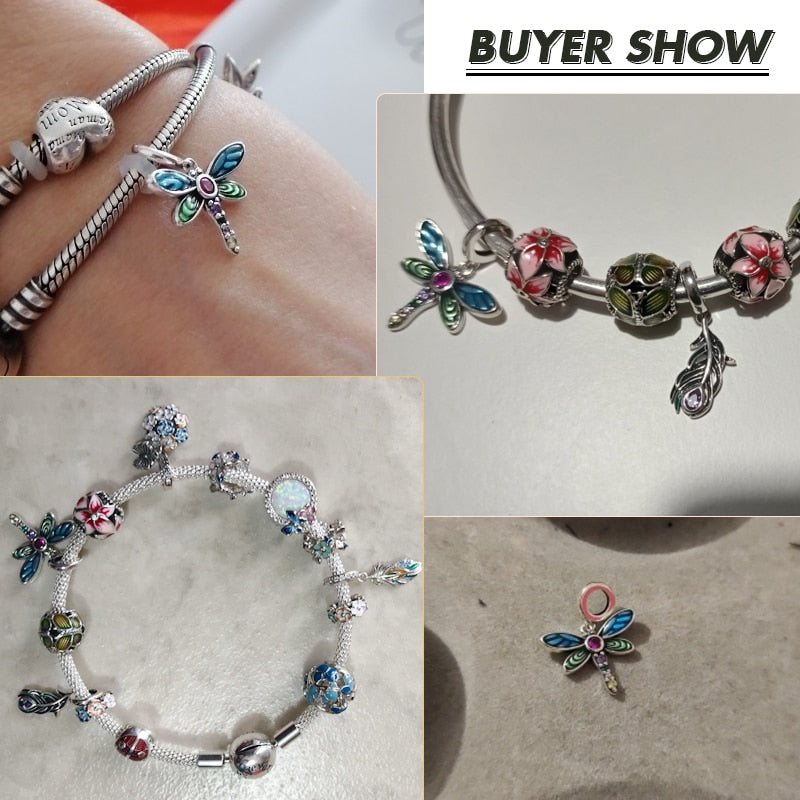 Bamoer Bracelet Sterling Silver Shiny Dragonfly Series Charms