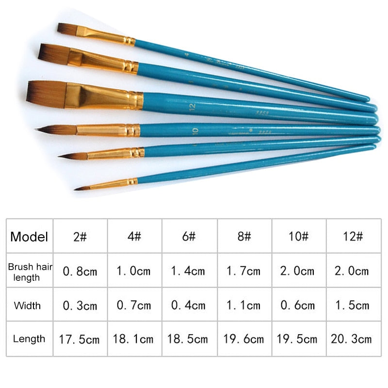 High Quality Nylon Hair Wooden Handle Paint Brush (5 or 6 piece set)