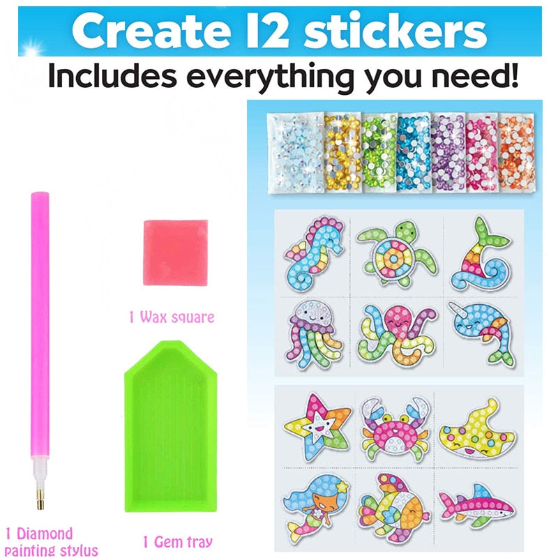 Kids Diamond Painting Stickers 12/kit