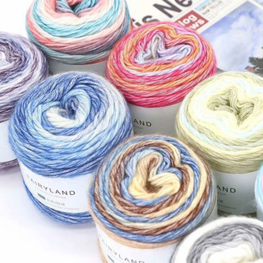 Rainbow Woolen Yarn Soft Hand Woven Cake Yarn