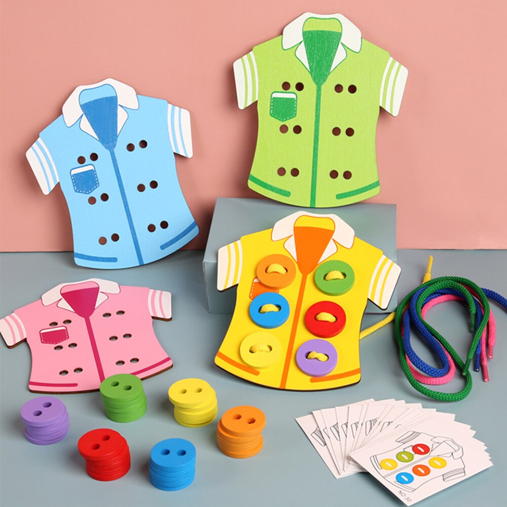 Children's Sewing Wooden Board With Buttons