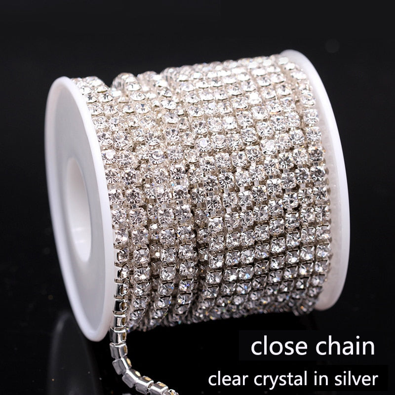 1-10 Yard/Roll Cryistal Rhinestone Trim (2-4mm)