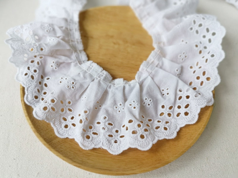 Pleated White Cotton Lace Trim