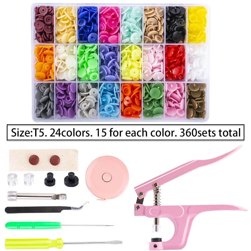 150-900 Sets 36 Color Plastic Snap Buttons with Snaps Pliers Tool Kit & Storage Container