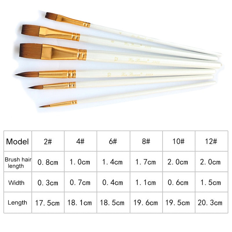 High Quality Nylon Hair Wooden Handle Paint Brush (5 or 6 piece set)