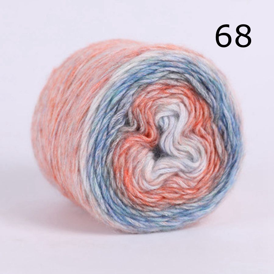 Rainbow Woolen Yarn Soft Hand Woven Cake Yarn