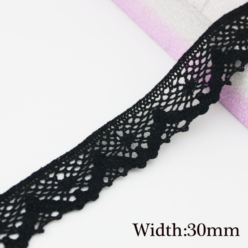 Black Lace Cotton Fabric 5m/roll