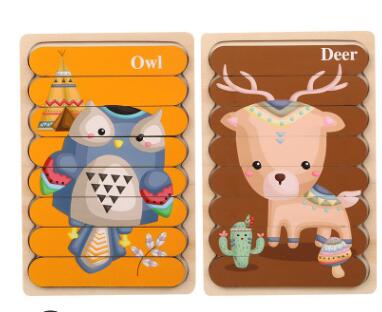 Montessori Double Sided Wooden 3D Puzzles