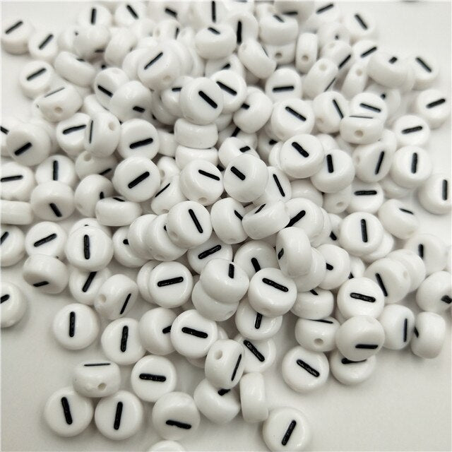 White Round Acrylic Alphabet Letter Beads (size options, 50/pack)