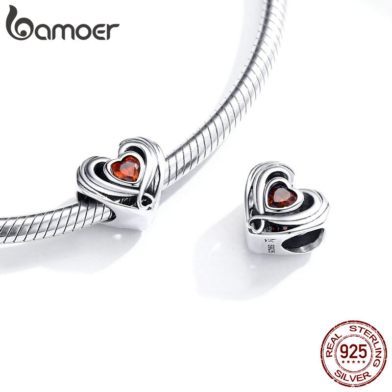 Bamoer Bracelet Red Heart Charm