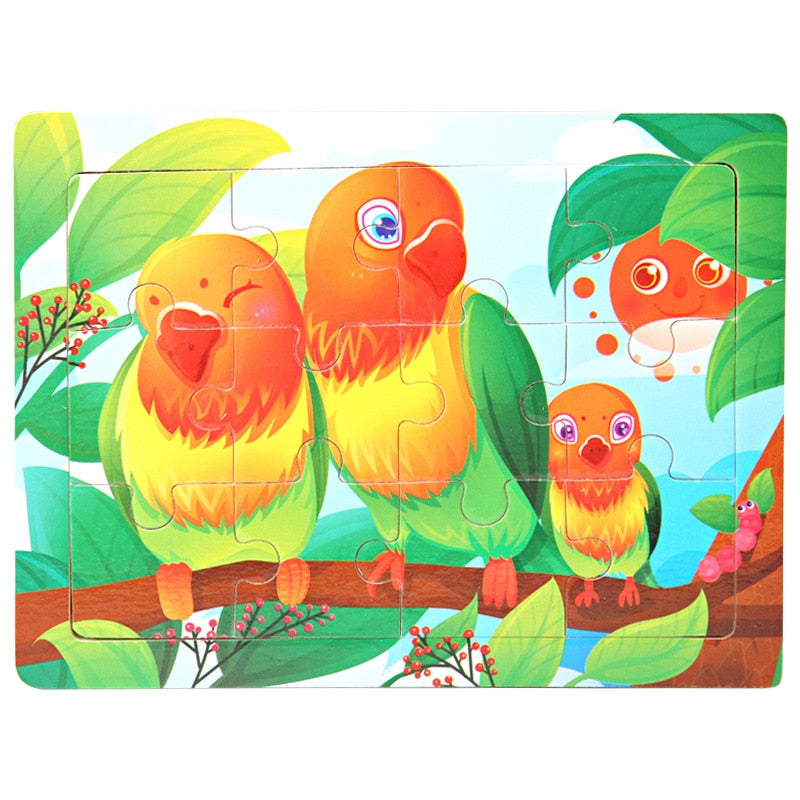 3D Wooden Puzzle Cartoon Animals