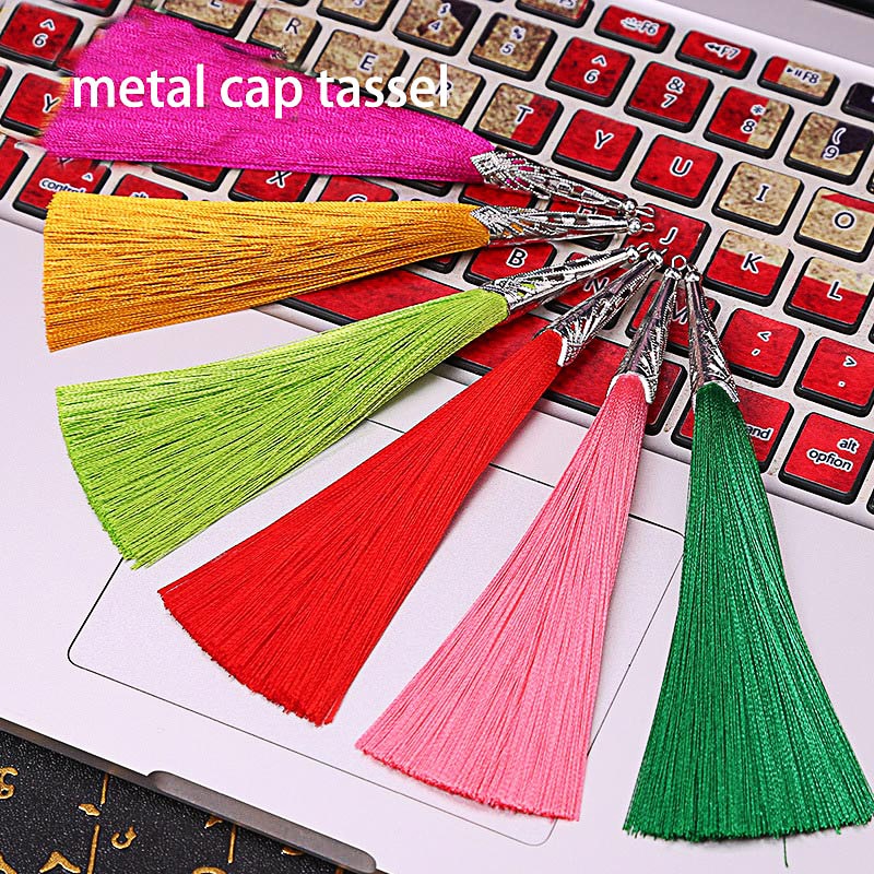 2PCS 14cm Cone Alloy Cap Silk Tassel