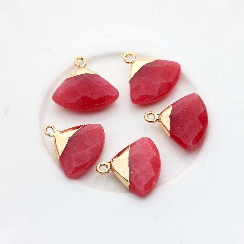 Copper Fan-Shaped Natural Agate Stone Charms (color options)