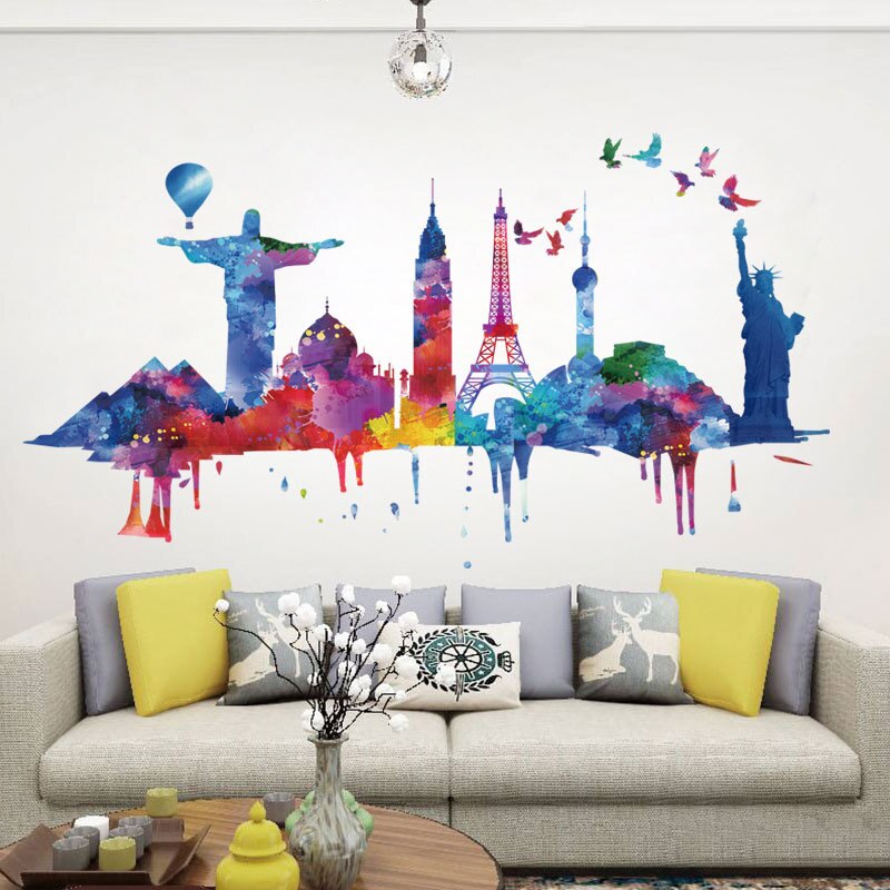 American City Silhouette Wall Sticker Eco Friendly