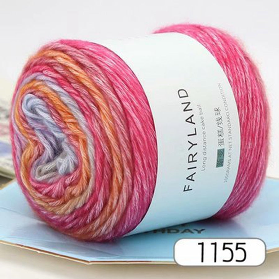 Rainbow Woolen Yarn Soft Hand Woven Cake Yarn