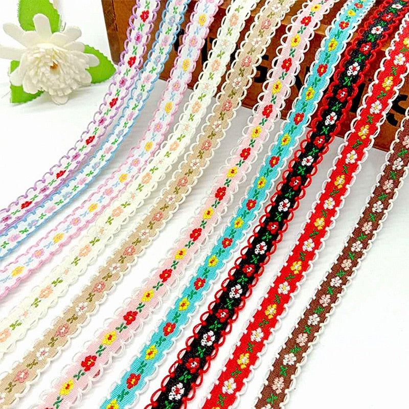 5Yard Flower Embroidered Lace Trim Ribbons