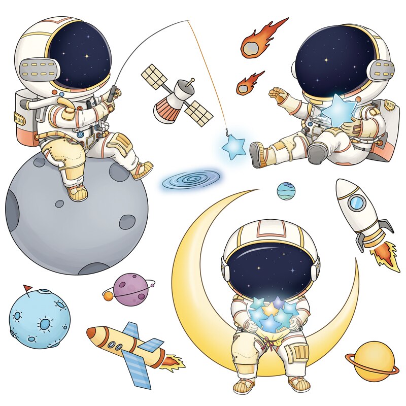 Cartoon Astronaut Wall Stickers