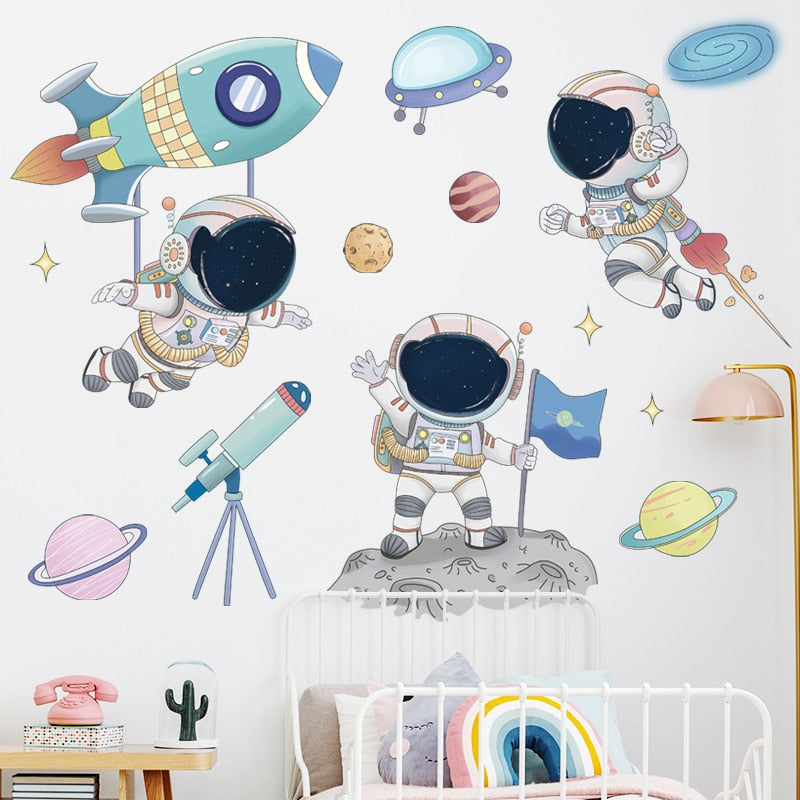 Cartoon Astronaut Space/Planets Wall Stickers