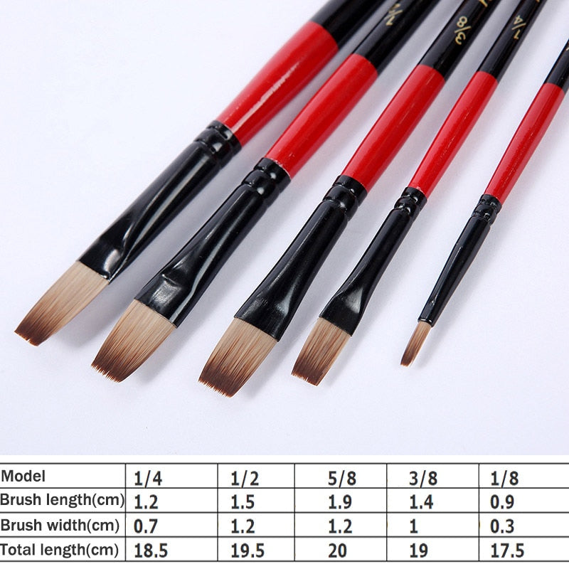 High Quality Nylon Hair Wooden Handle Paint Brush (5 or 6 piece set)