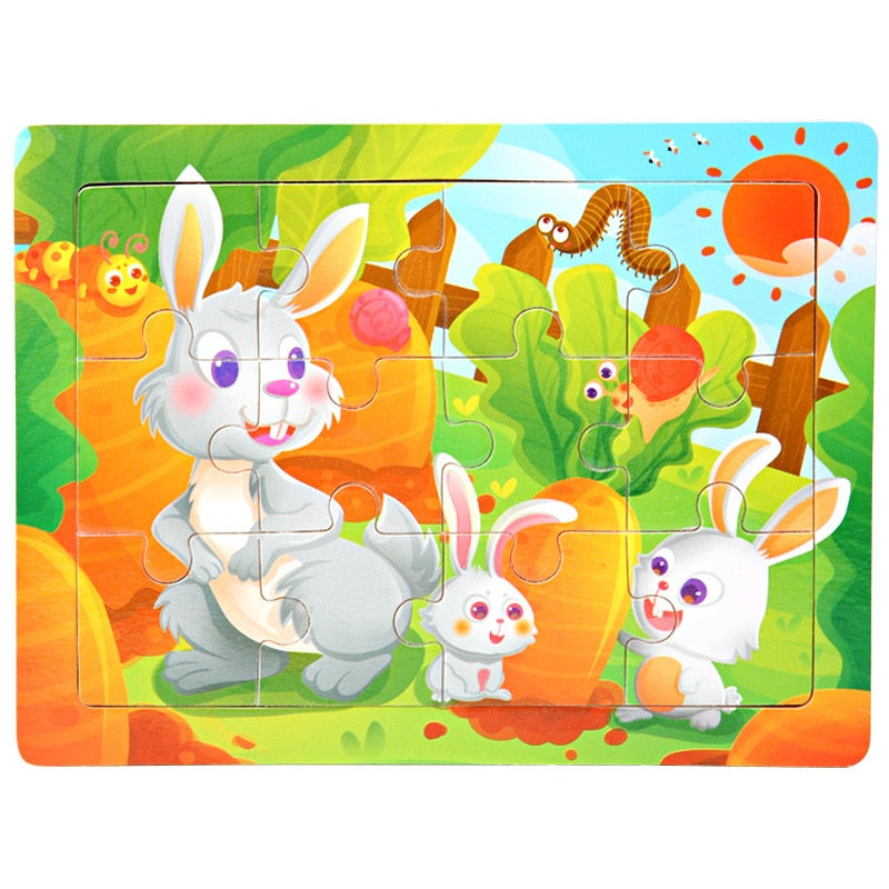 3D Wooden Puzzle Cartoon Animals