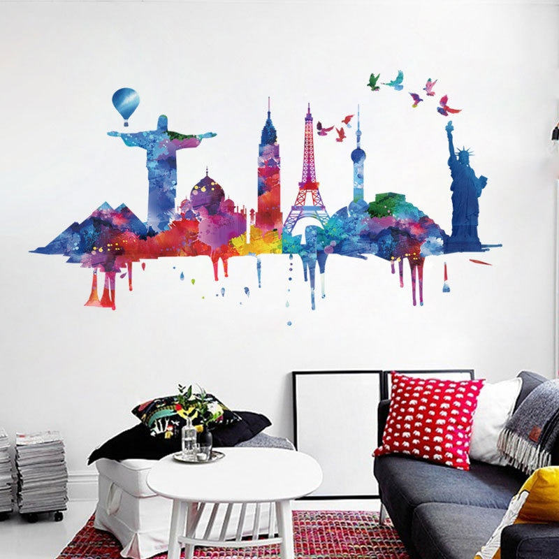 American City Silhouette Wall Sticker Eco Friendly