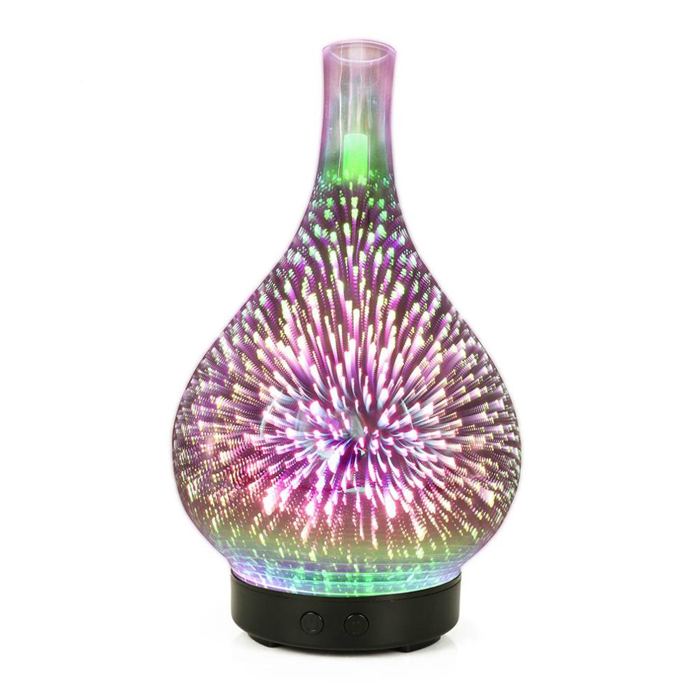 Mini Ultrasonic Humidifier/Oil Diffuser 3D Glass, 7 LED Light Displays