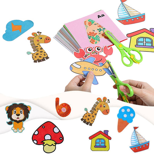 96 Pcs/Set Cartoon Color Paper Cutting Toy