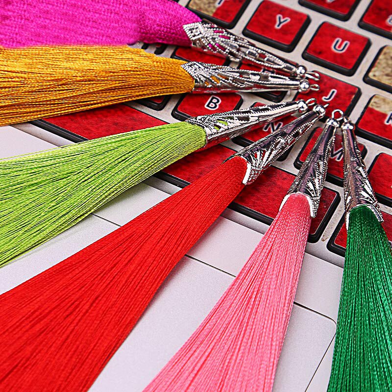 2PCS 14cm Cone Alloy Cap Silk Tassel