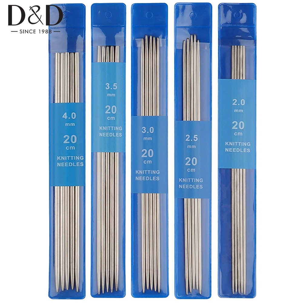 5pcs/set Stainless Steel Knitting Needles