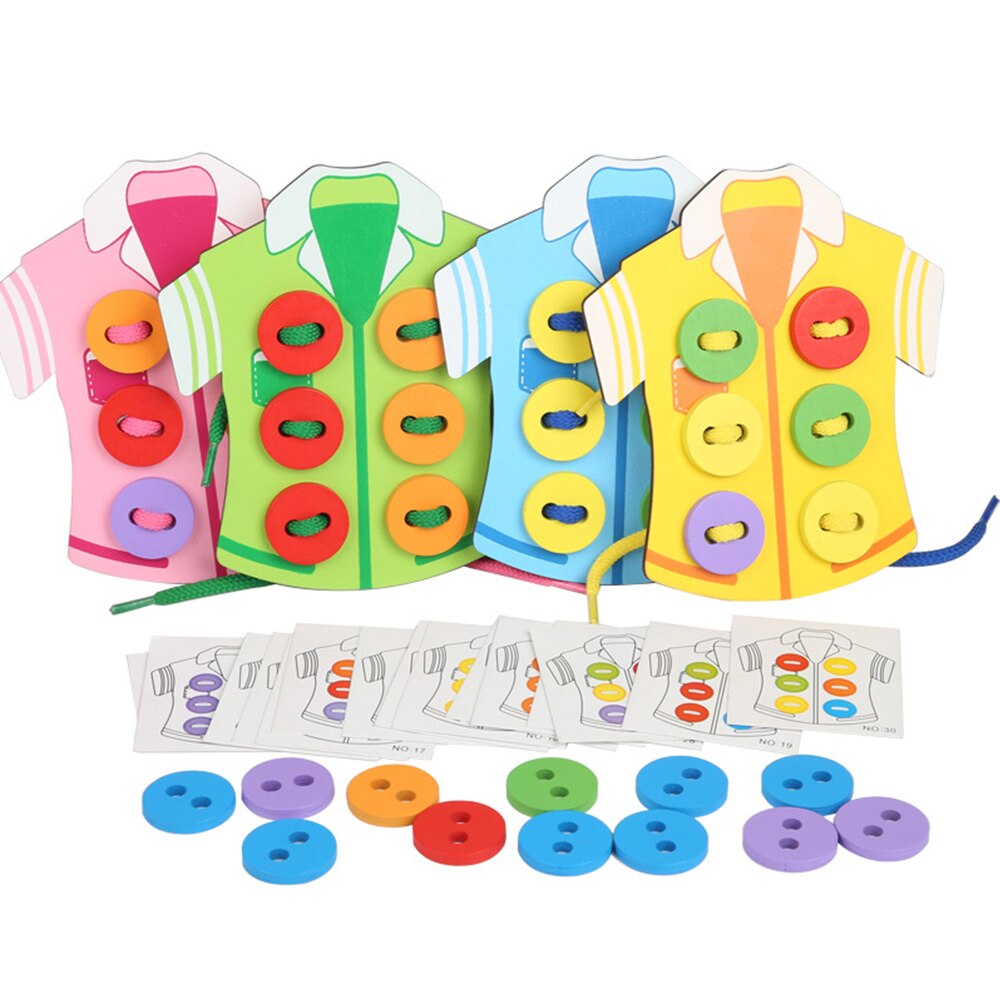 Children's Sewing Wooden Board With Buttons