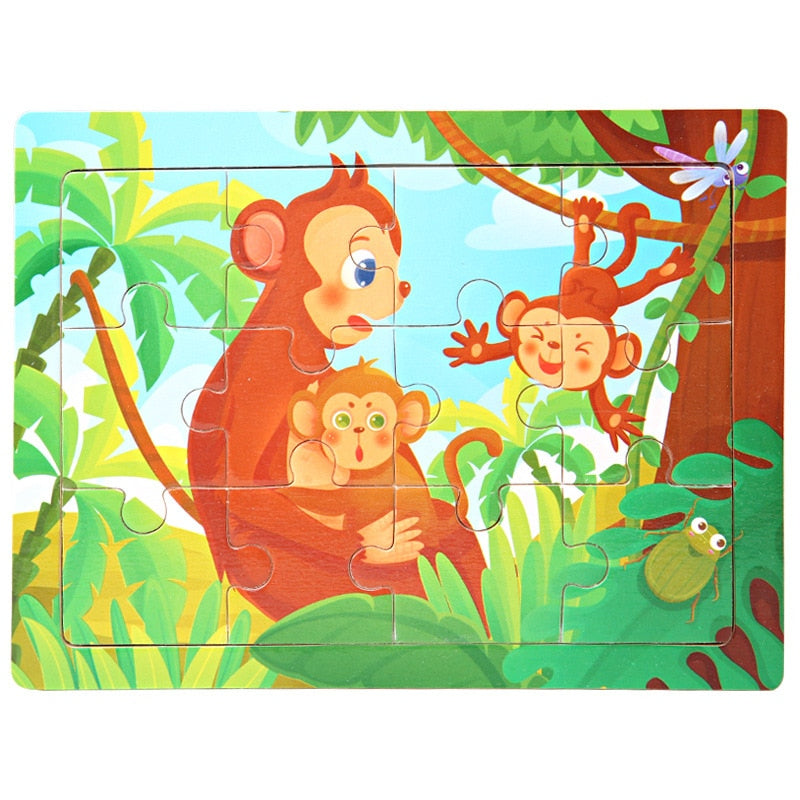 3D Wooden Puzzle Cartoon Animals