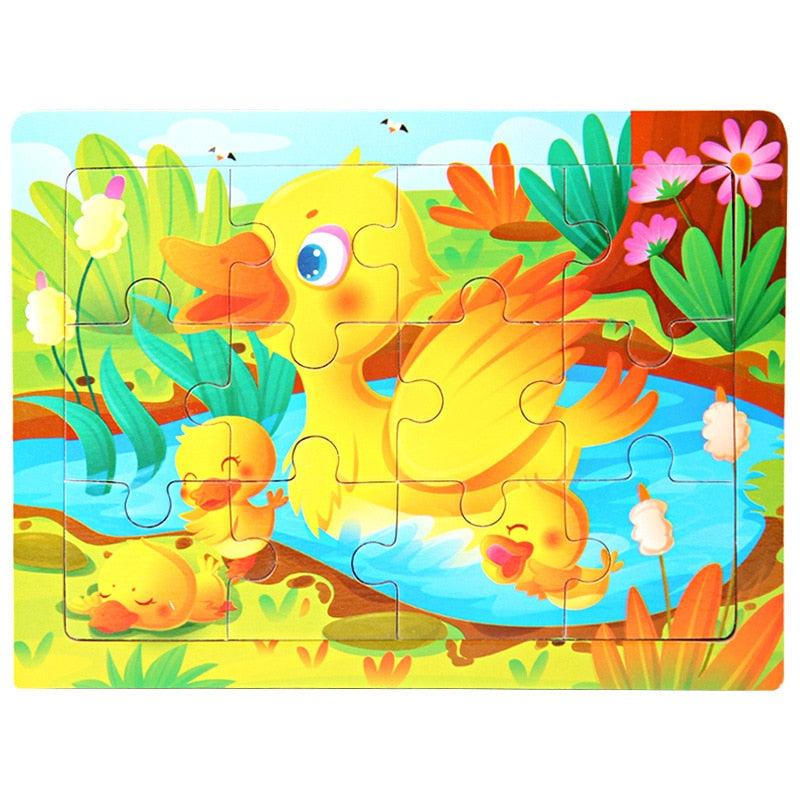 3D Wooden Puzzle Cartoon Animals