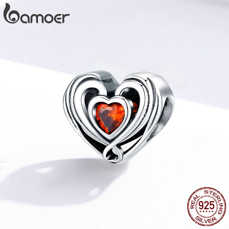 Bamoer Bracelet Red Heart Charm