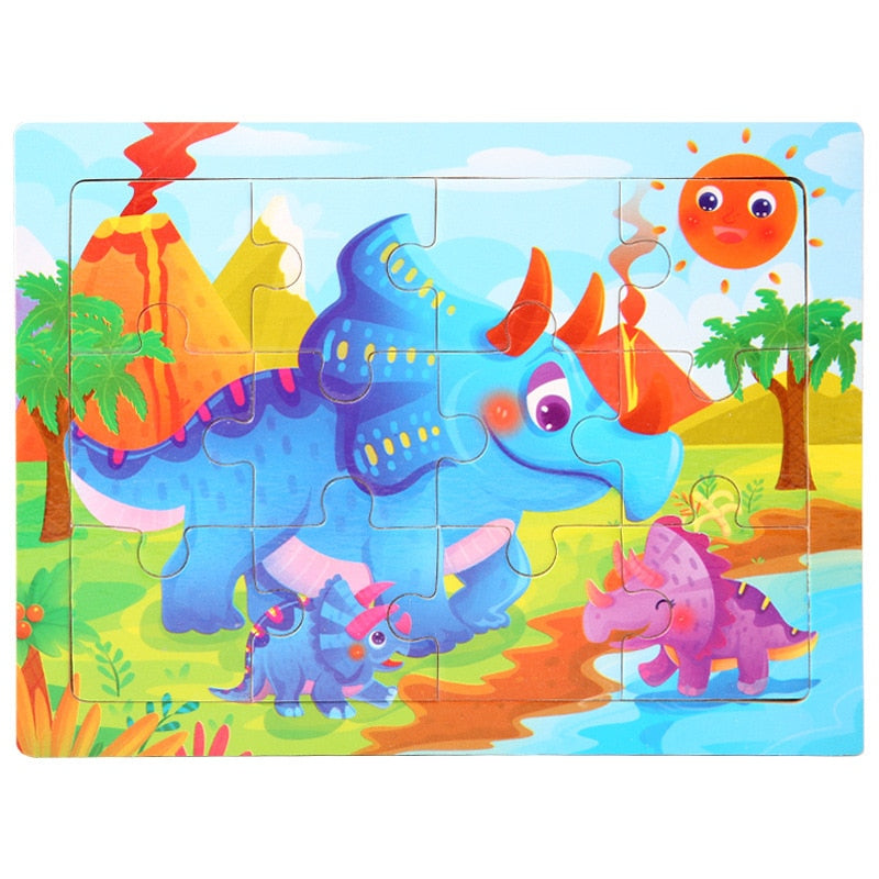 3D Wooden Puzzle Cartoon Animals