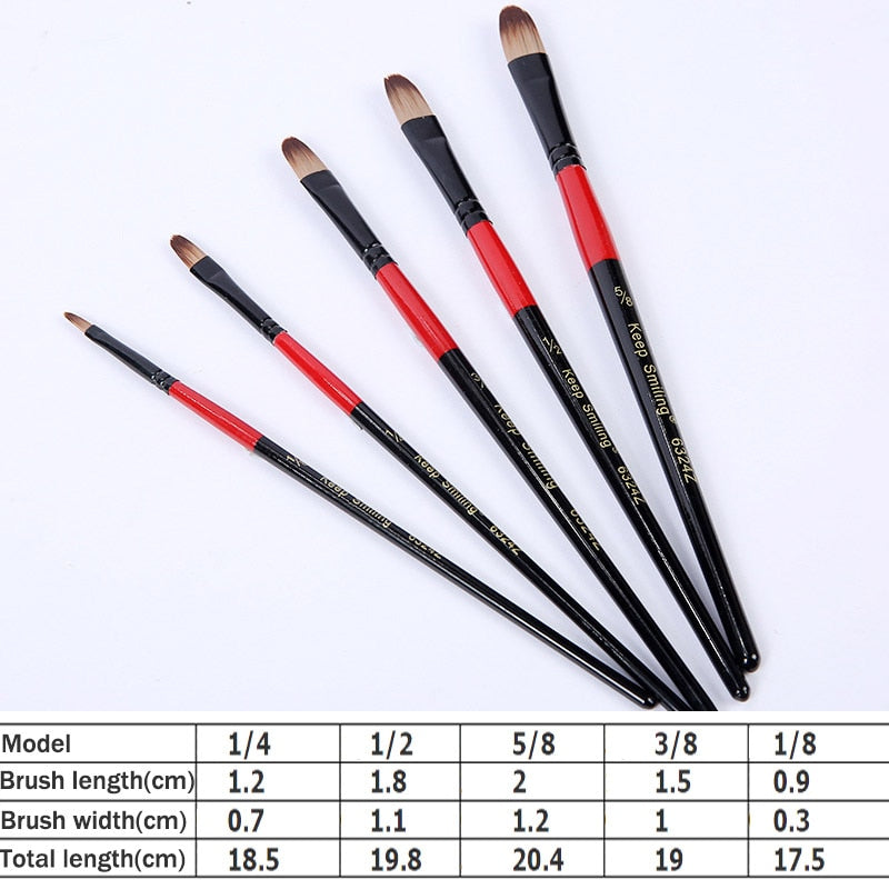 High Quality Nylon Hair Wooden Handle Paint Brush (5 or 6 piece set)