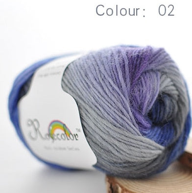 100% Worsted Wool Rainbow Colored Yarn