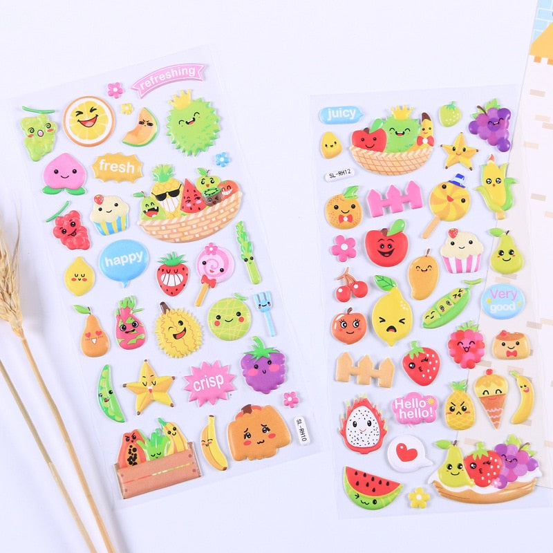 Cute Fruits/Vegetables 3D Puffy Stickers