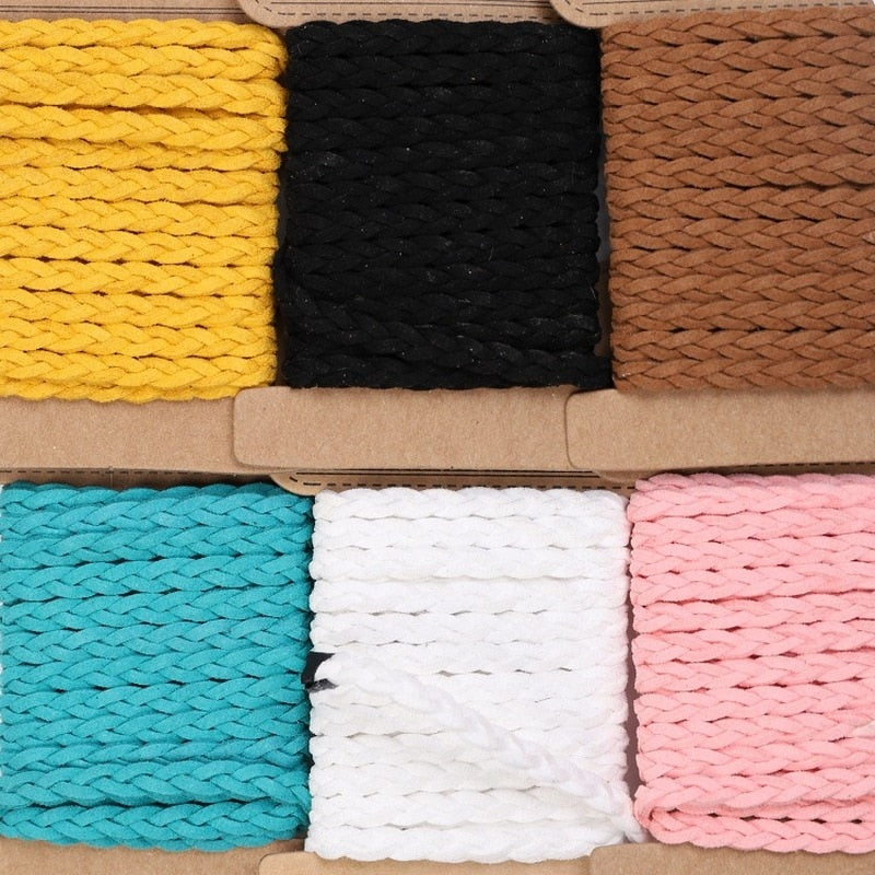 Thick Flat Braided Genuine Leather Cord (color options, 3y 5mm thick)