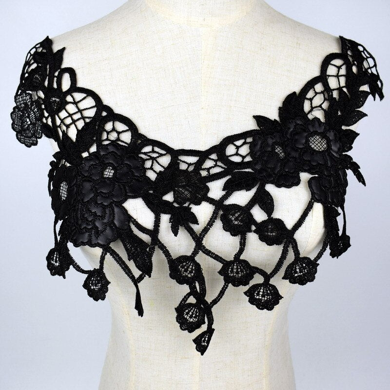 Black Floral/Leaf Lace Embroidered Applique