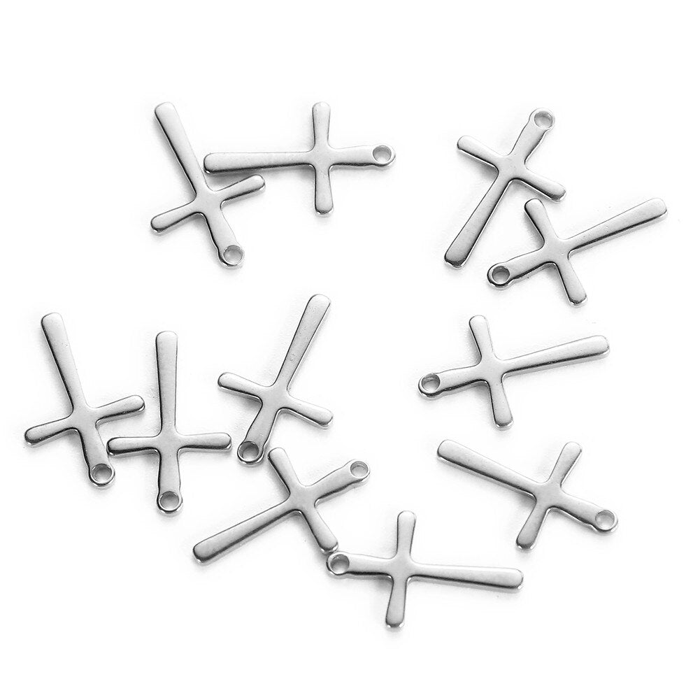 Stainless Steel Silver or Gold Cross Charms (20/pack)