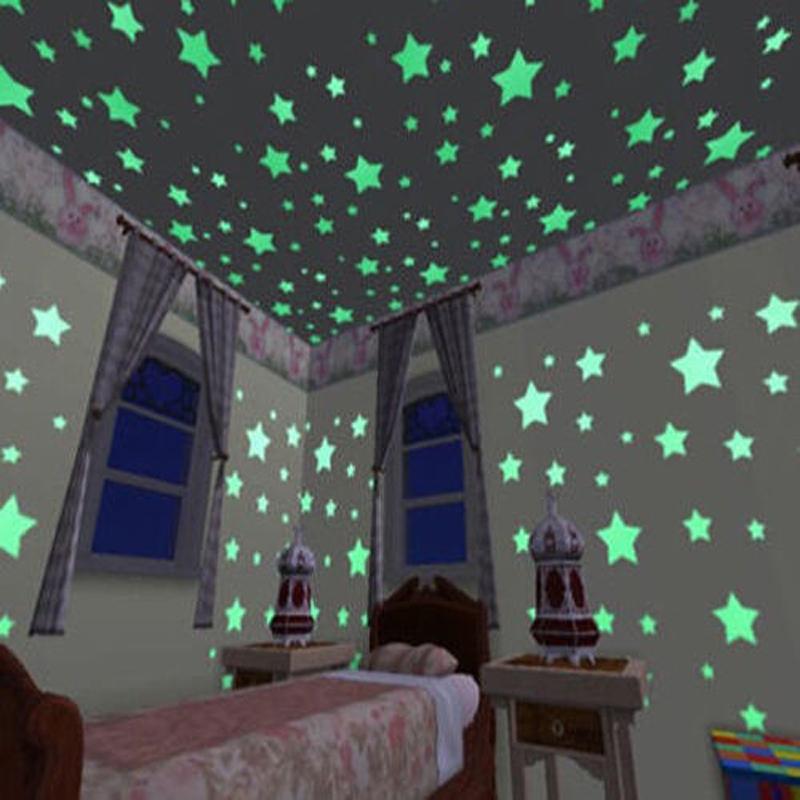 50pcs 3D Stars Glow In The Dark Wall Stickers