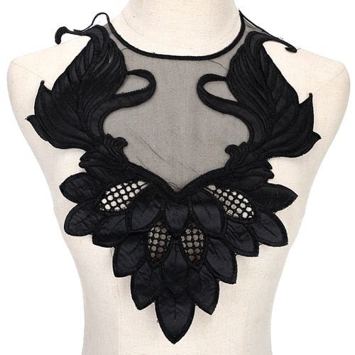 Black Floral/Leaf Lace Embroidered Applique