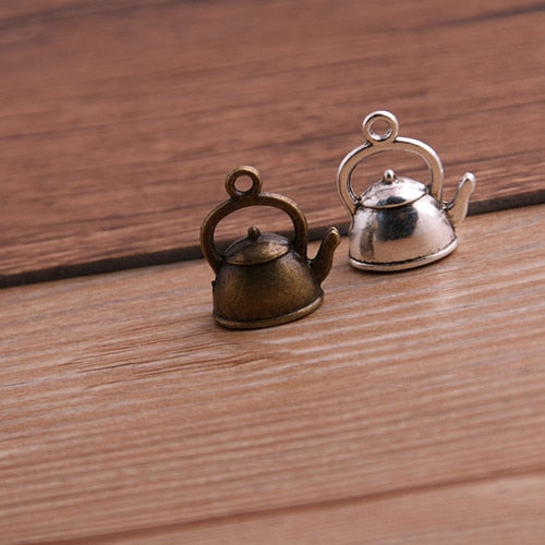 3D Retro Tea Kettle Charms 10/set