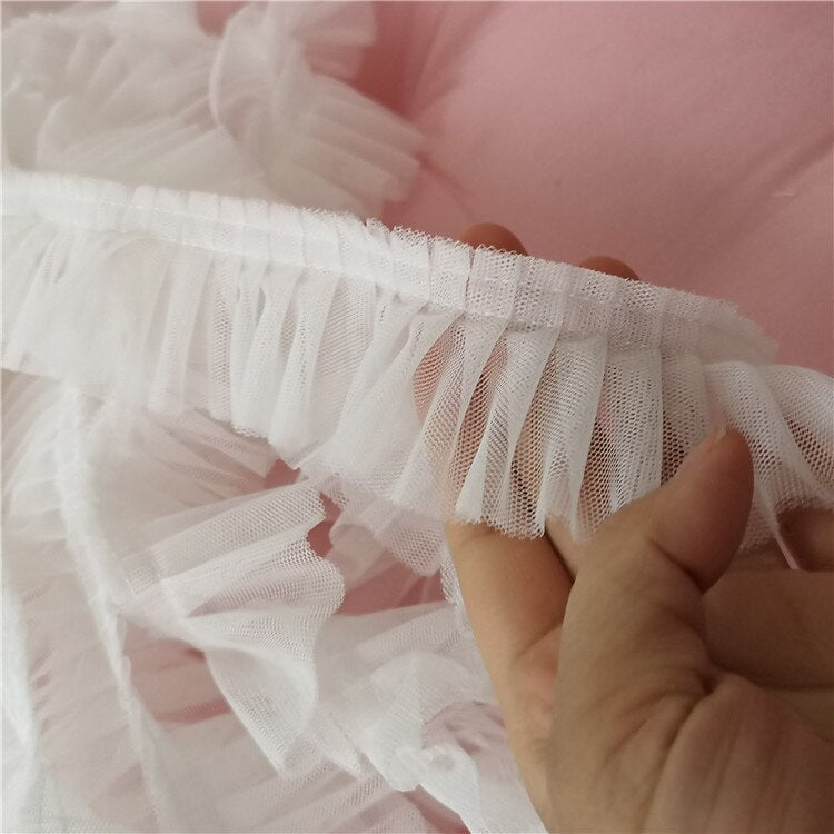 Pleated Lace Fabric Ruffle Trim