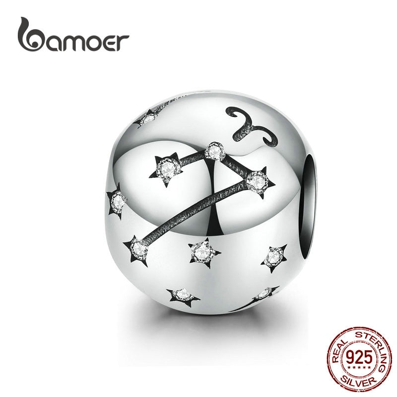 Bamoer Vintage Sterling Silver Twelve Constellations Star Sign Zodiac Charms