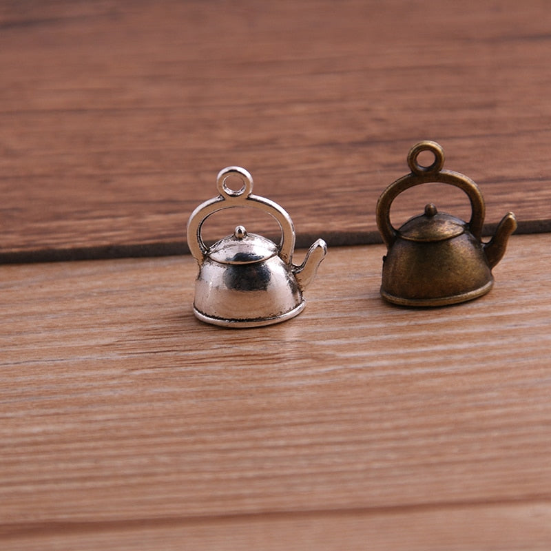 3D Retro Tea Kettle Charms 10/set