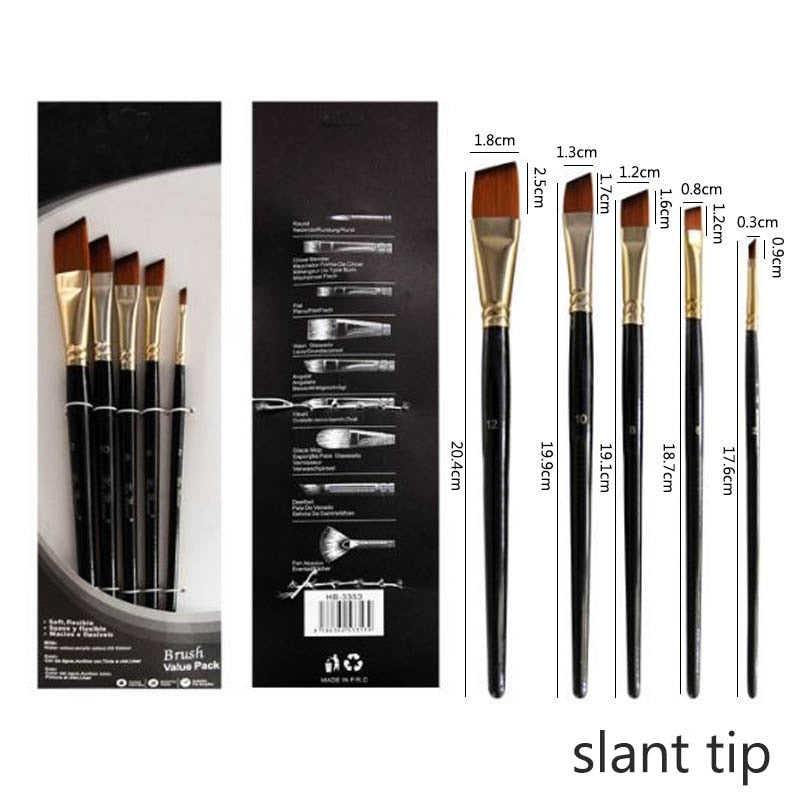 High Quality Nylon Hair Wooden Handle Paint Brush (5 or 6 piece set)